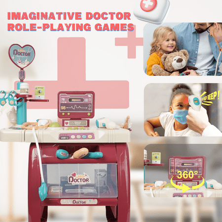 YCFUN Play Doctor Kit for Kids, Doctor Play Set Pretend Plastic Medical Station Set for Toddlers Girls