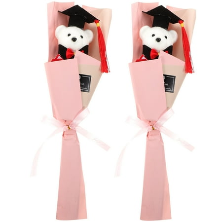 2Pcs Graduation Bouquet Gifts Bear Bouquet Plush Bear Doll Bouquet Graduation Party Favors