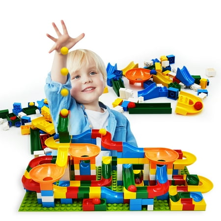 176Pcs Big Blocks for Kids 3-10 Years, Marble Run Toy Set Compatible with Duplo, Building Bricks for Boys and Girls