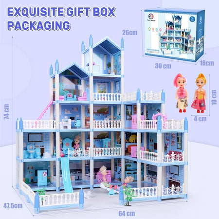 Faci Hebuch Dollhouse for girls Huge doll house with Furnitures Gifts for Girls Aged 4 5 6 7