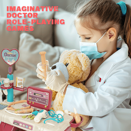 YCFUN Play Doctor Kit for Kids, Doctor Play Set Pretend Plastic Medical Station Set for Toddlers Girls