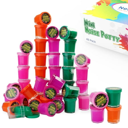 "48-Pack Slime Party Favors in Assorted Neon Colors - Mega Bulk Toys for Kids - 1.5" Mini Noise Putty - Perfect for Stocking Stuffers and Birthday Parties