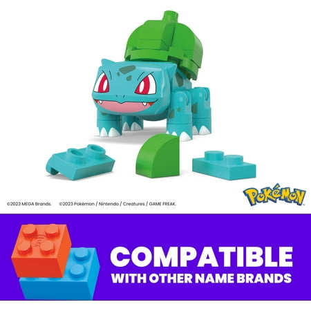 MEGA Pokemon Building Toy Kit Bulbasaur (30 Pieces) with 1 Action Figure and Ball for Kids