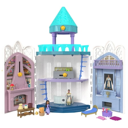 Disney’s Wish Rosas Castle Playset, Dollhouse with 2 Posable Mini Dolls, Star Figure & 20 Accessories