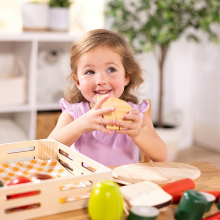 Melissa & Doug Cutting Food Play Food Set With Wooden Pieces, Knife, Cutting Board