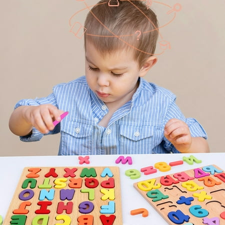 Willstar Wooden Alphabet Number Puzzle,ABC and 123 Letters Sorting Board Blocks Montessori Matching Game Jigsaw Educational Early Learning Toy Gift for Preschool Year Old Kids