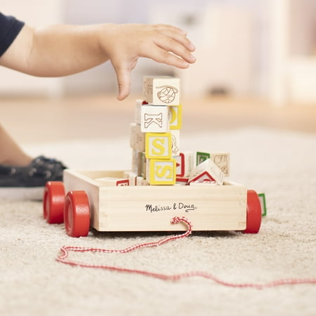 Melissa & Doug Classic ABC Wooden Block Cart Educational Toy With 30 1-Inch Solid Wood Blocks