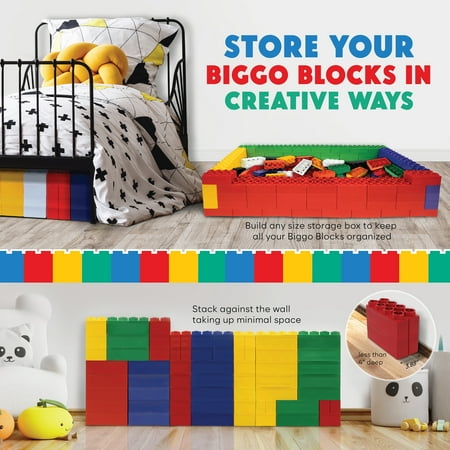 BiggoBlocks Jumbo Blocks — Big Blocks for Kids Ages 3-8 — Indoor & Outdoor Blocks for Kids Jumbo Games — Large Building Blocks (48 pc) Learner Set