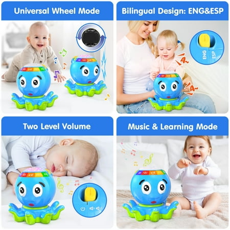 Wanonoo Blue Crawling Baby Toys for 12-18 Months, Early Learning Educational Toy with Light & Sound, Musical Toys for Toddlers, Birthday Toys for 1 Year Old Boy