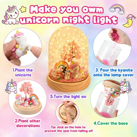 Unicorn Gifts for Girls Age 3-9, Craft Kits for Kids Girls Ages 6-8, Unicorn Toys for 3 4 5 6 7 8 Years Old Girls, Kids Night Light, Gifts for 6-12 Year Old Girls