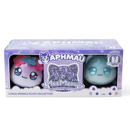 Aphmau 6” MeeMeow Plush Sparkle Collection 3-Pack, Surprise Box that includes 2 Sparkle Plush + 1 Mystery Plush, Official Aphmau Merch