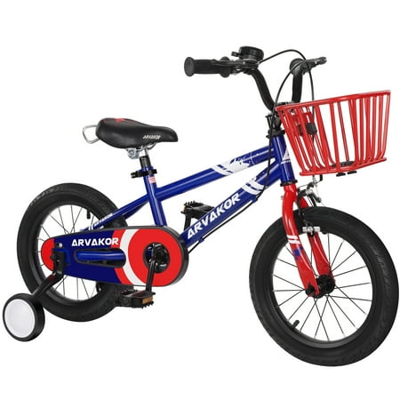 ARVAKOR Kids Bike Toddlers 14 Inch Wheel Bicycle Beginners Boys Girls Ages 3-8 Years, Blue