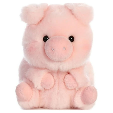 Aurora - Mini Pink Rolly Pet - 5" Prankster Pig - Round Stuffed Animal