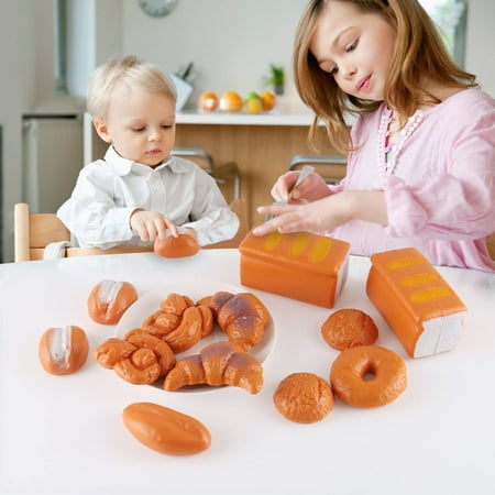 12 Piece Bread Set Pretend Play Toy Food Playset for Kids , Life Sized Food Playset