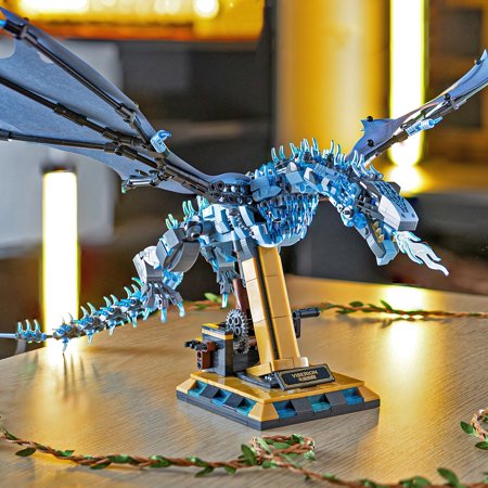 HI-Reeke Animal Building Block Set Viserion Dragon with Display Stand Building Kit Toy for Kids Blue