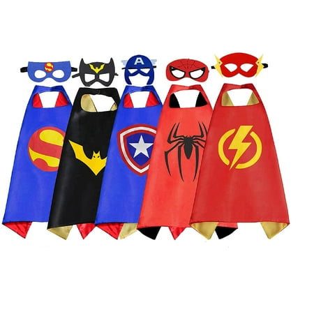 Superhero 5 Pcs Kids Cape and Mask Costumes Party Favors Series 1