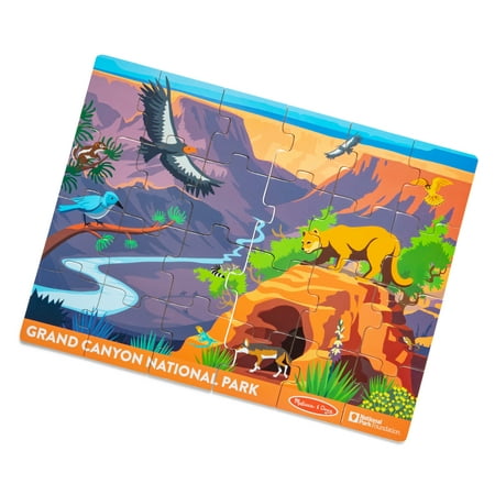 Melissa & Doug Grand Canyon National Park Wooden Jigsaw Puzzle – 24 Pieces, Animal and Plant ID Guide - FSC Certified