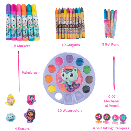 Gabbys Dollhouse Girls Art Set Painting Coloring Supply Stickers 711 Piece Set