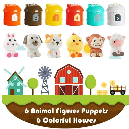 12 Pcs Farm Animals Toys, Learning Toys for 1,2,3 Year Old Toddlers, Montessori Counting, Matching & Sorting Fine Motor Games, Educational Toddler Toys Gift for Baby Toys 6-12 Months