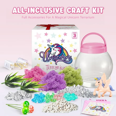 Hot Bee Light Up Unicorn Terrarium Kit for Kids, Unicorns Gifts for Girls - Unicorn Toys & Stuff, Arts & Crafts Kits, 6 Year Old Girls Birthday Christmas Gifts Ages 5 7 8