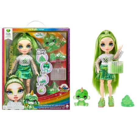 Rainbow High Jade (Green) with Slime Kit & Pet, 11” Shimmer Doll, DIY Sparkle Slime, Magical Yeti, Kids Gift 4-12