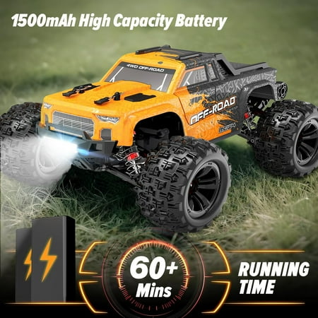 AUOSHI RC Cars 1:16 High Speed Remote Control Truck, 4WD All Terrain Off Road RC Truck 37+MPH with LED Lights, 2 Batteries for Kids and Adults Toy Gifts