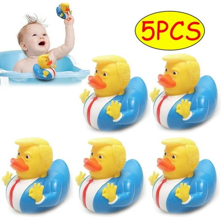 5PCS Shower Duck Child Bath Float Toy Cartoon Trump Duck Bath Shower Water Floating US President Rubber Duck Baby Toy