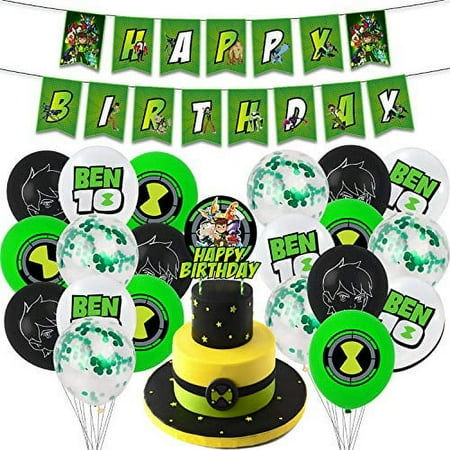 Ben 10 party supplies birthday ? ben 10 birthday party supplies Set includes happy birthday banner? ben 10 cake toppers?birthday balloons for kids birthday decorations