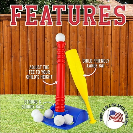 ToyVelt Tball Set For Toddlers 9 Balls - Kids Baseball Tee Game For Boys & Girls Ages 1- 10 Years