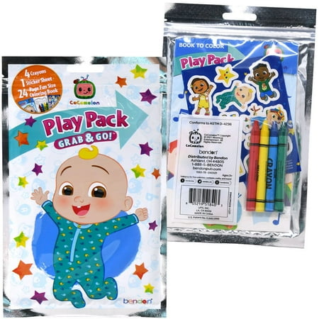 Party Favor 12 Set Cocomelon Grab n Go Play Pack Bulk- crayon, sticker sheet & coloring book