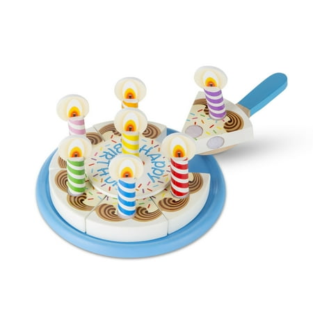 Melissa & Doug Birthday Party Cake - Wooden Play Food With Mix-n-Match Toppings and 7 Candles