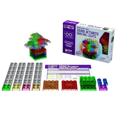 E-Blox: Circuit Blox: BYO Sound Activated Dancing Lights - Voice/Sound Activated Build Your Own Light Up 3D Creations, LED Brick DIY STEM, Kids Age 5+