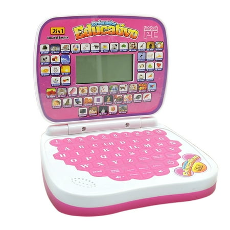 Twfbrm Spanish & English Small Talking Laptop Toy for Kids 2 3 4 Years Old, Learn Spanish Alphabet Numbers Words Spelling Math, Interactive Bilingual Learning Laptop Toys for Toddlers