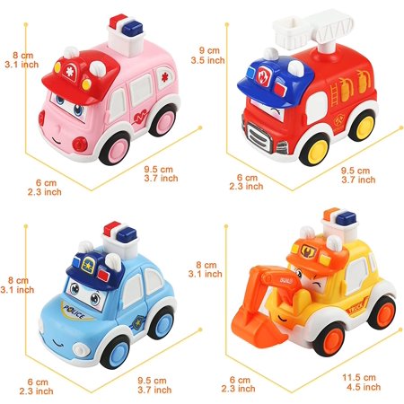 Naler Pack of 4 Christmas Press Wind-up Cars Toys for Kids Xmas Stocking Filler Child Birthday Party Favors,0.882lb