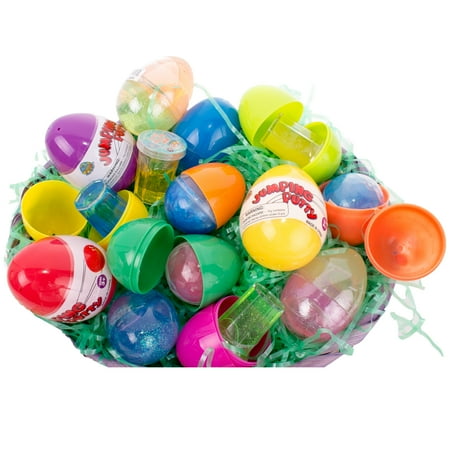 Kids Squishy Stretchy Slime Putty Toy 2.5" Filled Easter Eggs, Assorted, 20 Pack