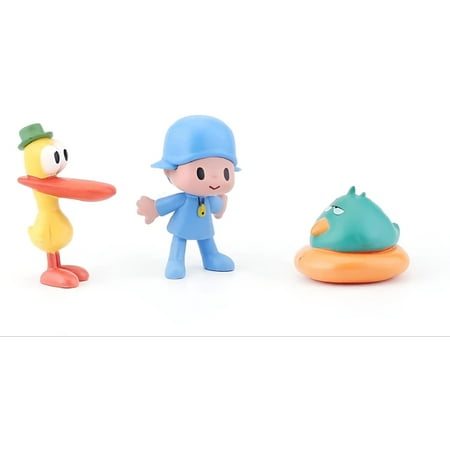 7Pcs Pocoyo Set Figure Dog Loula Elephant Elly Duck Little Bird Anime Cartoon Character Figures PVC Pato Cake Topper Playset Kids Toys