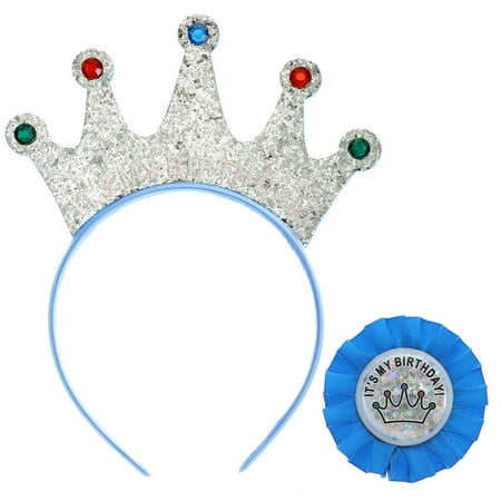 Wonder Nation It's-My-Birthday Crown Headband and Pin Set, 2 Pieces