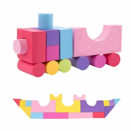 Educational Toys for 3 Year Old 50 Pieces Eva Foam Blocks Bright Colored Building Set Educational Toys for Kids Eva 2 Year Old Toys for Boys Educational