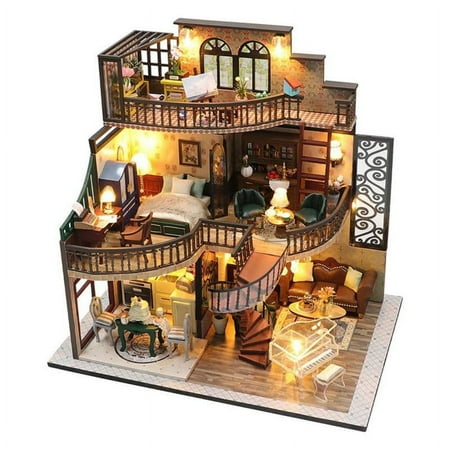 Dollhouse Assemble Kits DIY Miniature Building Kits for Birthday Gifts Children Girls