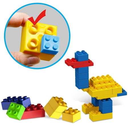 PicassoTiles 100 PC Large Construction Brick Building Blocks, Brick Compatible, Classic Brick, Brick Building Block Set, For Kids 3+