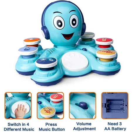 CYURMJUN Baby Musical Octopus Toys, Learning Toys for Toddlers, Preschooler, Baby Birthday Gifts