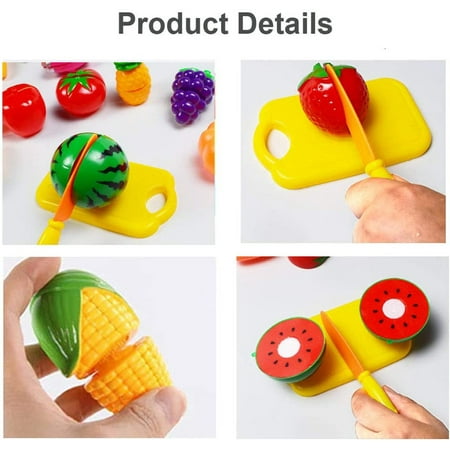 30 PCS Cutting Play Food Toy for Kids Kitchen Set, Pretend Food, Fruits and Vegetables Toys with Storage Basket, Educational Toy for Toddlers, Kids, Boys and Girls