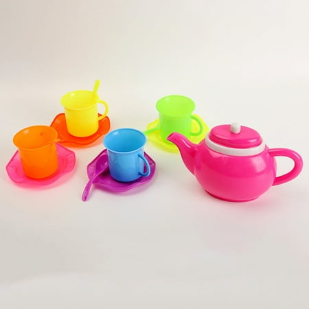 Walbest Toddler Toy Tea Set, Plastic Toy Tea Set, Kids Pretend Play Tea Party, Children's Educational Play House Toys 13Pcs/Set