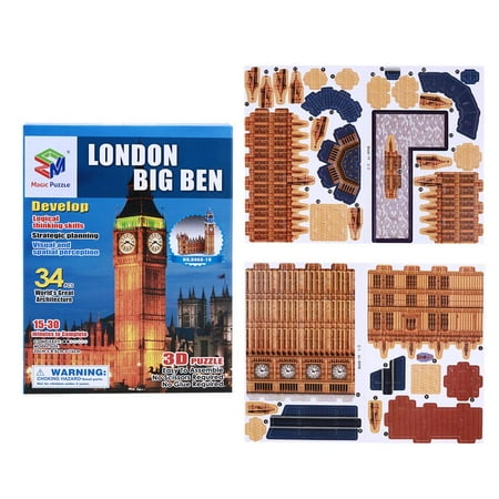 3D DIY Jigsaw Puzzle 34 Pieces Big Ben Architecture Educational for Adult Kids