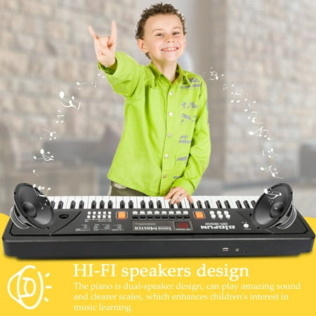 AIMEDYOU Keyboard Piano, Kids Piano Keyboard with Double Built-in Speaker Music Kids Keyboard Early Learning Educational Toy Birthday Xmas Day Gifts for Kids Boys Girls Toddler (Black, 61 Keys)