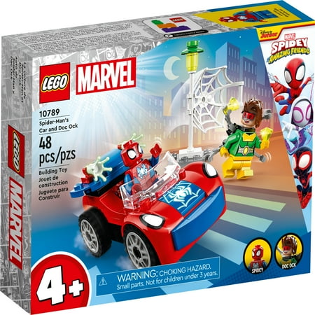 LEGO Marvel Spider-Man's Car and Doc Ock Set 10789, Spidey and His Amazing Friends Buildable Toy for Kids 4 Plus Years Old with Glow in the Dark Pieces