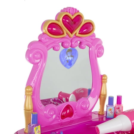 Pretend Play Princess Vanity with Stool, Accessories, Lights, Sounds by Hey! Play!