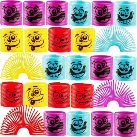 Bedwina Emoji Coil Spring Toys Assorted Silly Faces Mini Slinky Party Favors for Kids, 50-Pack