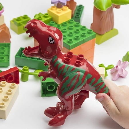 Prextex Dinosaur Paradise Building Blocks Set Stem - Dinosaur Blocks Brick Building Set - 48 Piece