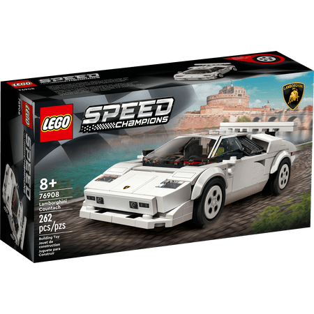 LEGO Speed Champions Lamborghini Countach 76908, Race Car Toy Model Replica, Collectible Building Set with Racing Driver Minifigure